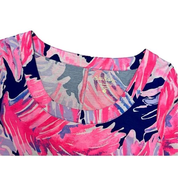 Lilly Pulitzer Merritt T-shirt Dress Paradise Point Pink Blue Tropical sz MEDIUM - Picture 5 of 12